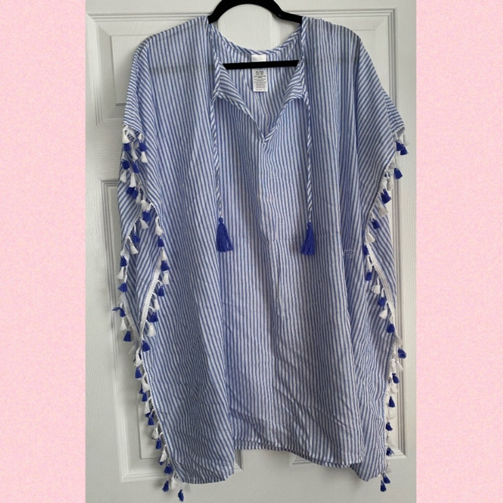 Striped swim coverup